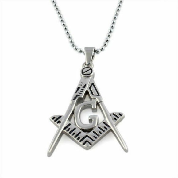 Freemason Pendant / Masonic Necklace - Cut Out Design - Enamel & Steel - Picture 1 of 1